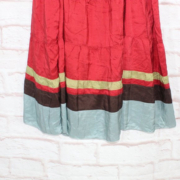 Boden Multicolor 100% Silk Elastic Waist Lined Maxi Skirt Size 20 - Picture 9 of 10